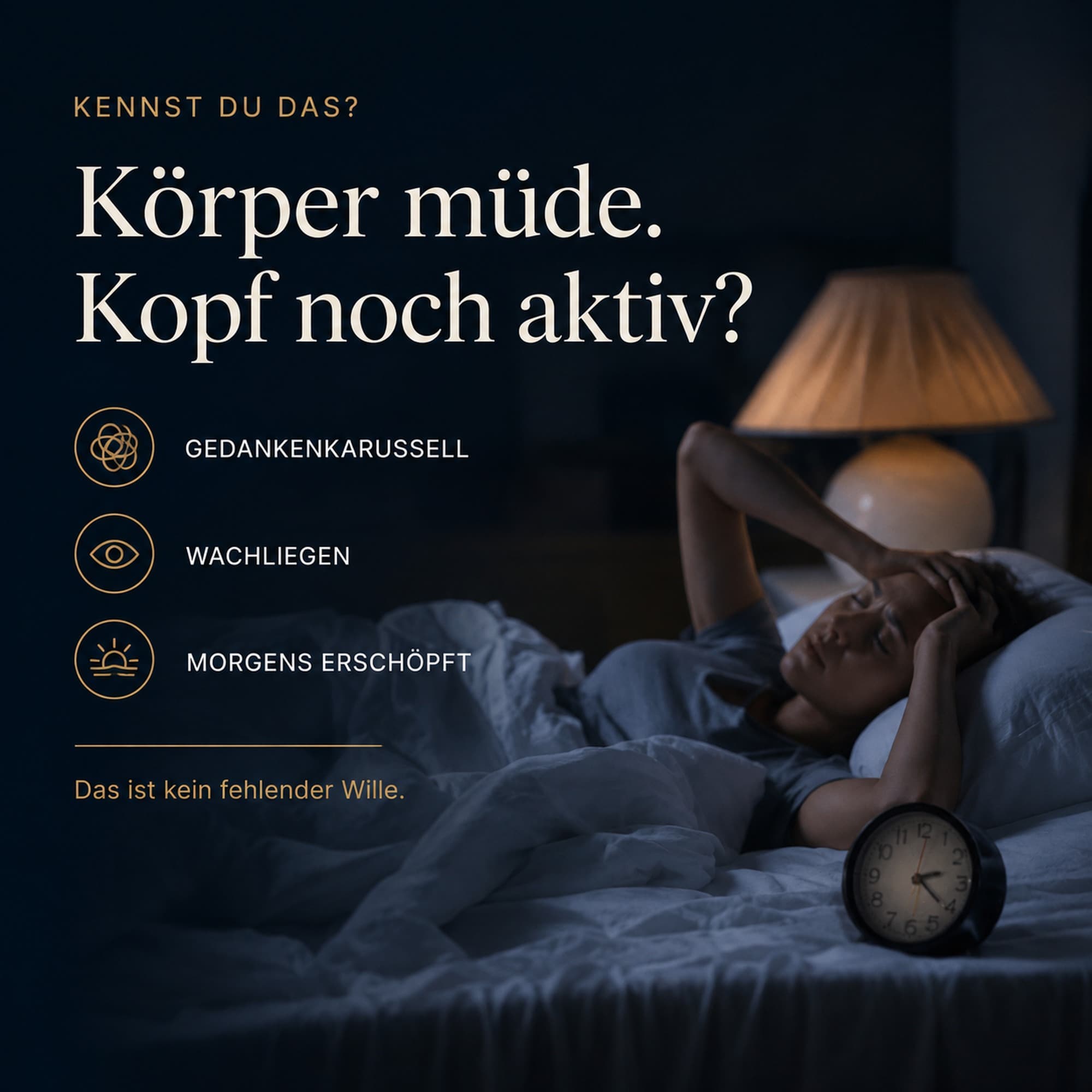 Kennst du das? Körper müde, Kopf noch aktiv – Gedankenkarussell, Wachliegen, morgens erschöpft